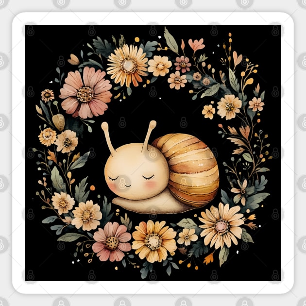 Adorable Snail Art – Whimsical Slow Life Illustration Sticker by TuncGK